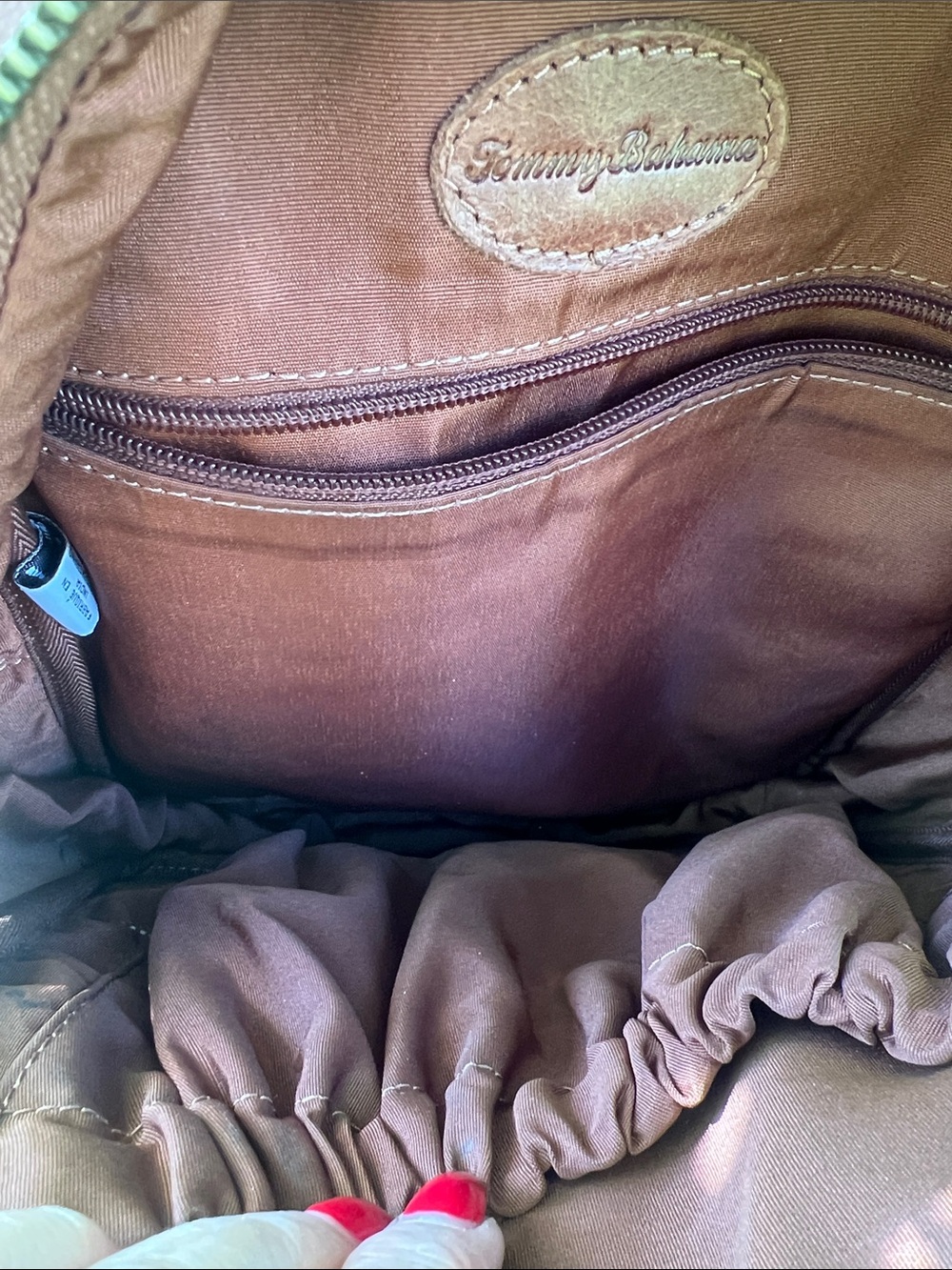 Tommy Bahama Brown Leather Backpack - Picture 14 of 16